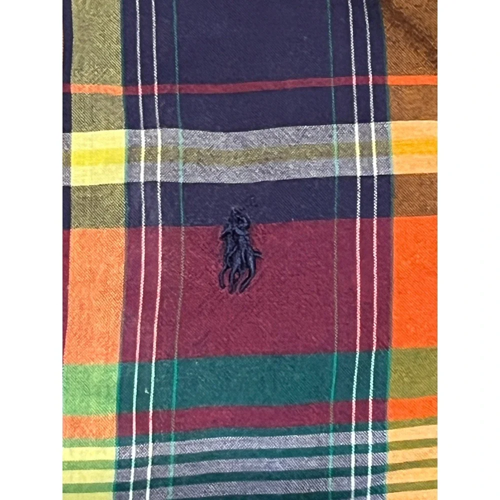 Ralph Lauren Plaid Shirt Kids Size 4 Multi Color Button Down Short Sleeve Madras